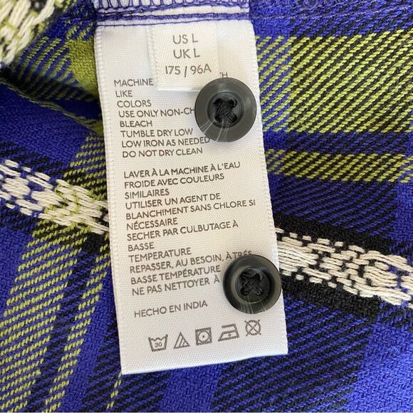 Without Walls Ikat Purple Plaid Flannel Hooded Overshirt NWTs size Large - Picture 8 of 13